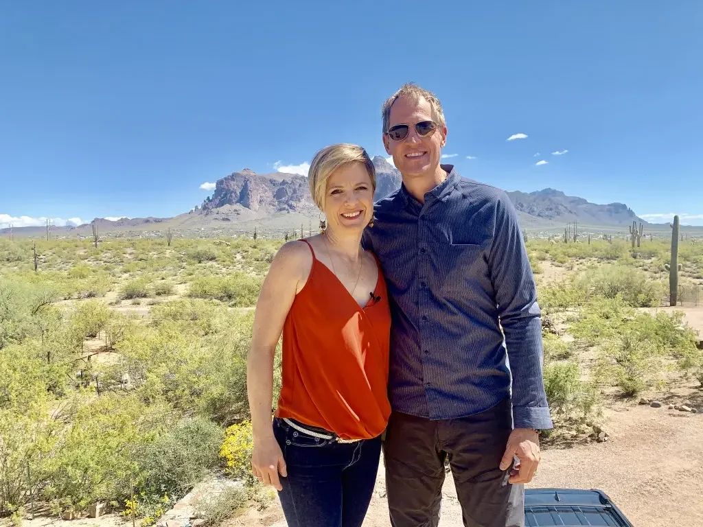 Teresa Porter and Mathew Blades standing together in the desert